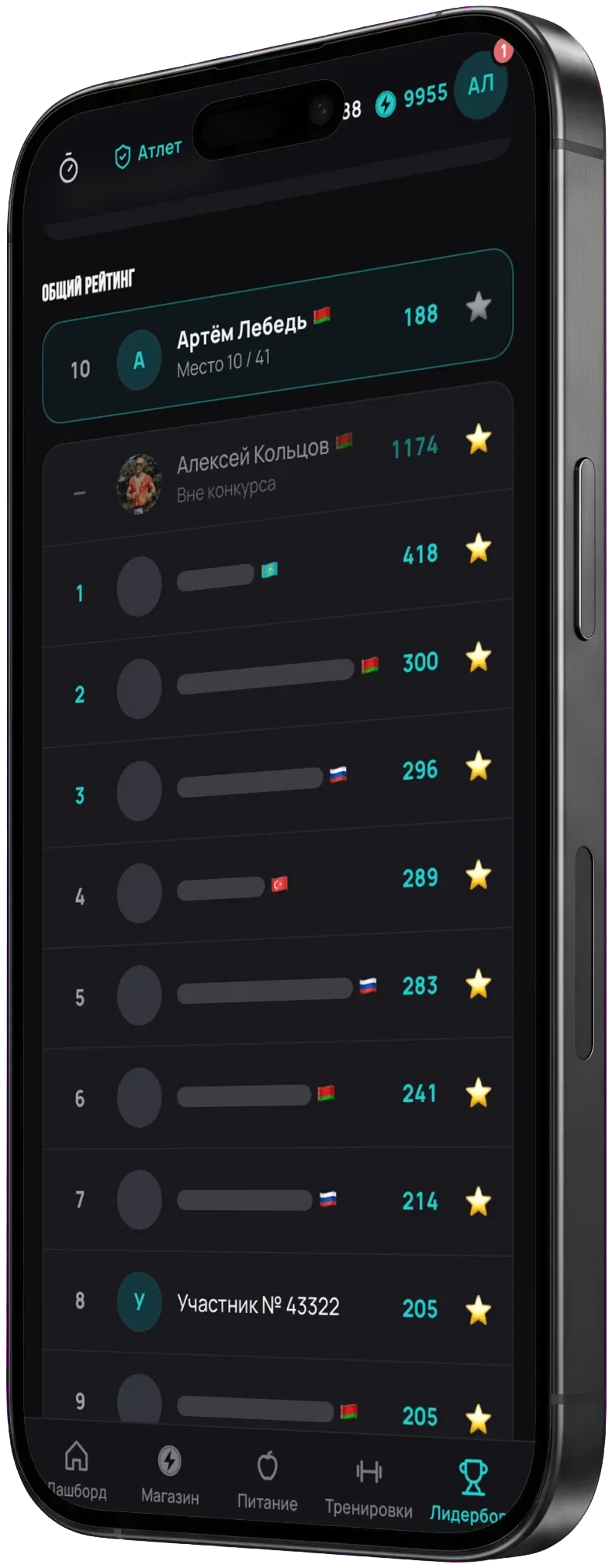 Общий лидерборд Pain Buddy